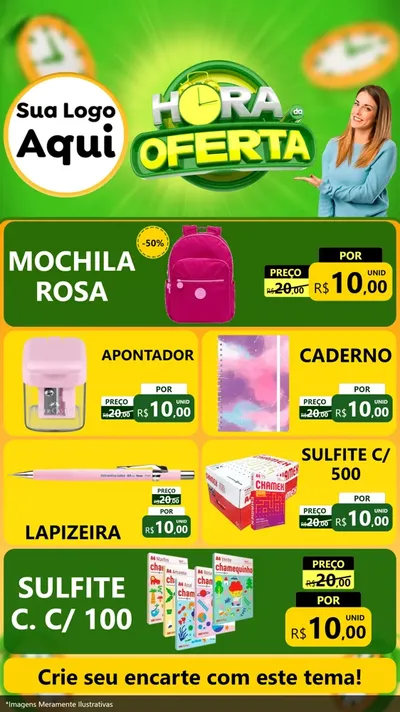 Modelo de TV para TV Vertical com o tema Hora da Oferta para Papelaria