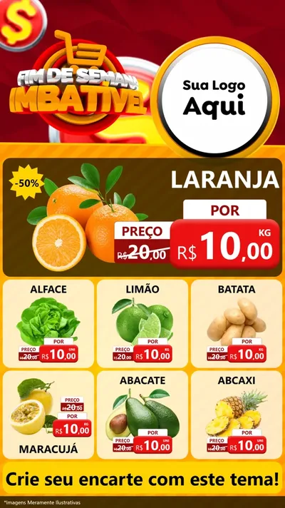 Modelo de Rede Social para Stories com o tema Fim de Semana Imbatível para Hortifrúti