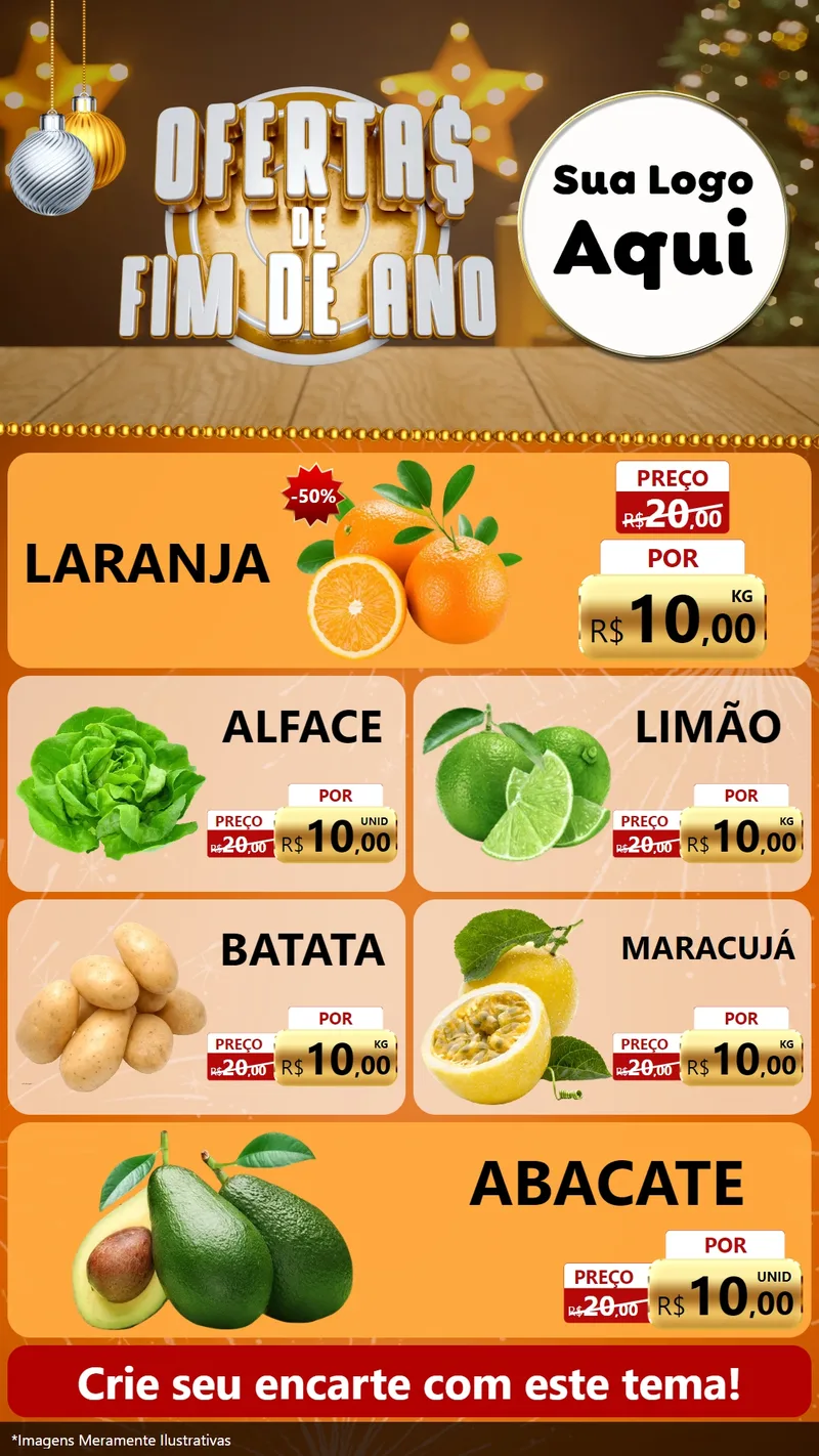 Modelo de TV para TV Vertical com o tema Ofertas de Fim de Ano para Hortifrúti