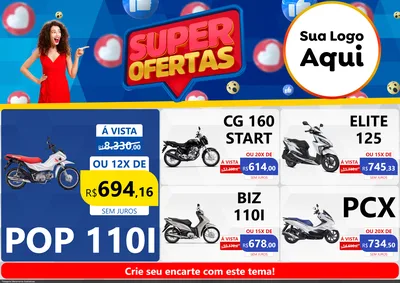 Modelo de Encarte para Encarte A4 Horizontal com o tema Super Ofertas para Concessionaria de Motos