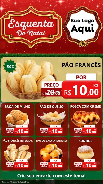 Modelo de Rede Social para Stories com o tema Esquenta de Natal para Padaria