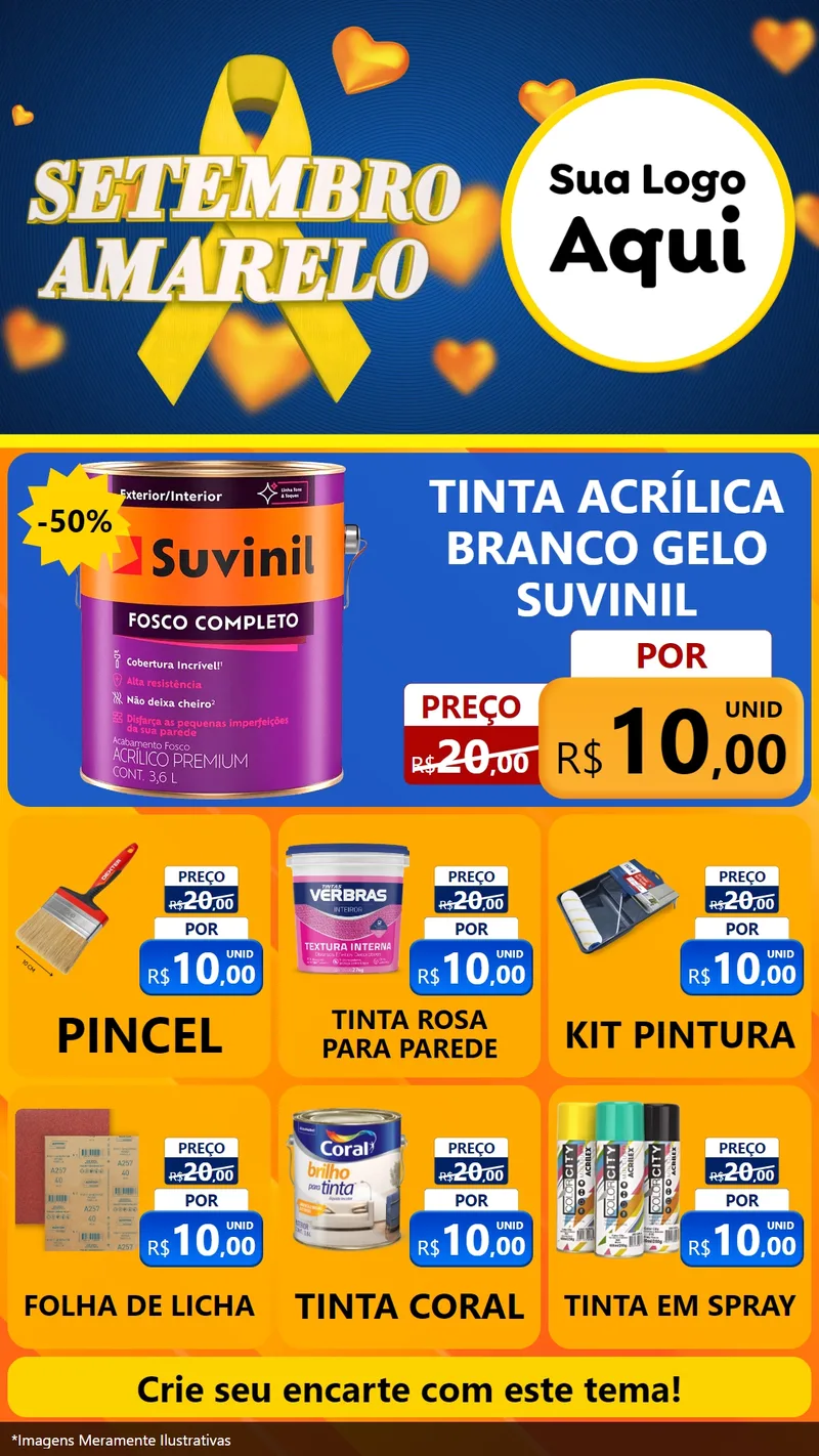 Modelo de Rede Social para Stories com o tema Setembro Amarelo para Tintas e Ferramentas
