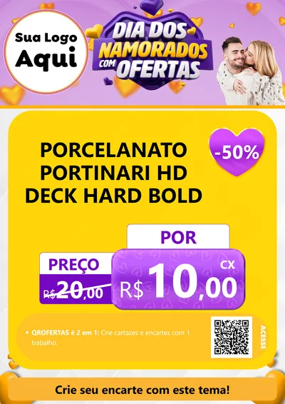 Modelo de Cartaz para Cartaz A4 Vertical com o tema Dia Dos Namorados Com Ofertas para Pisos e revestimentos