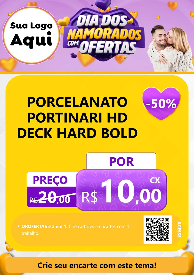 Modelo de Cartaz para Cartaz A4 Vertical com o tema Dia Dos Namorados Com Ofertas para Pisos e revestimentos
