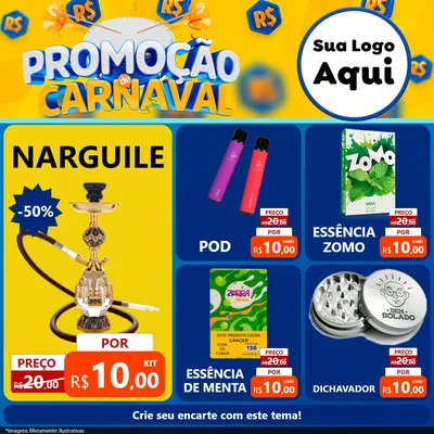Modelo de Rede Social para Feed Facebook com o tema Promoção de Carnaval para Tabacaria