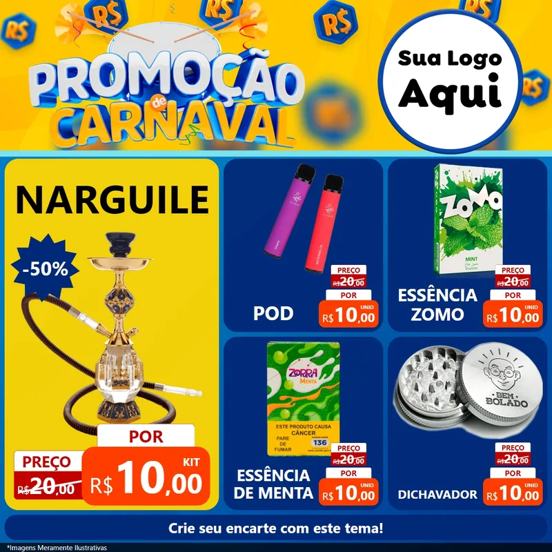 Modelo de Rede Social para Feed Facebook com o tema Promoção de Carnaval para Tabacaria