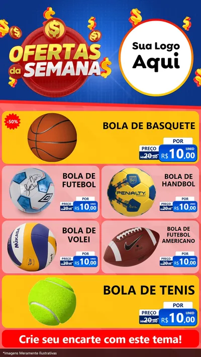 Modelo de TV para TV Vertical com o tema Ofertas Da Semana para Artigos Esportivos