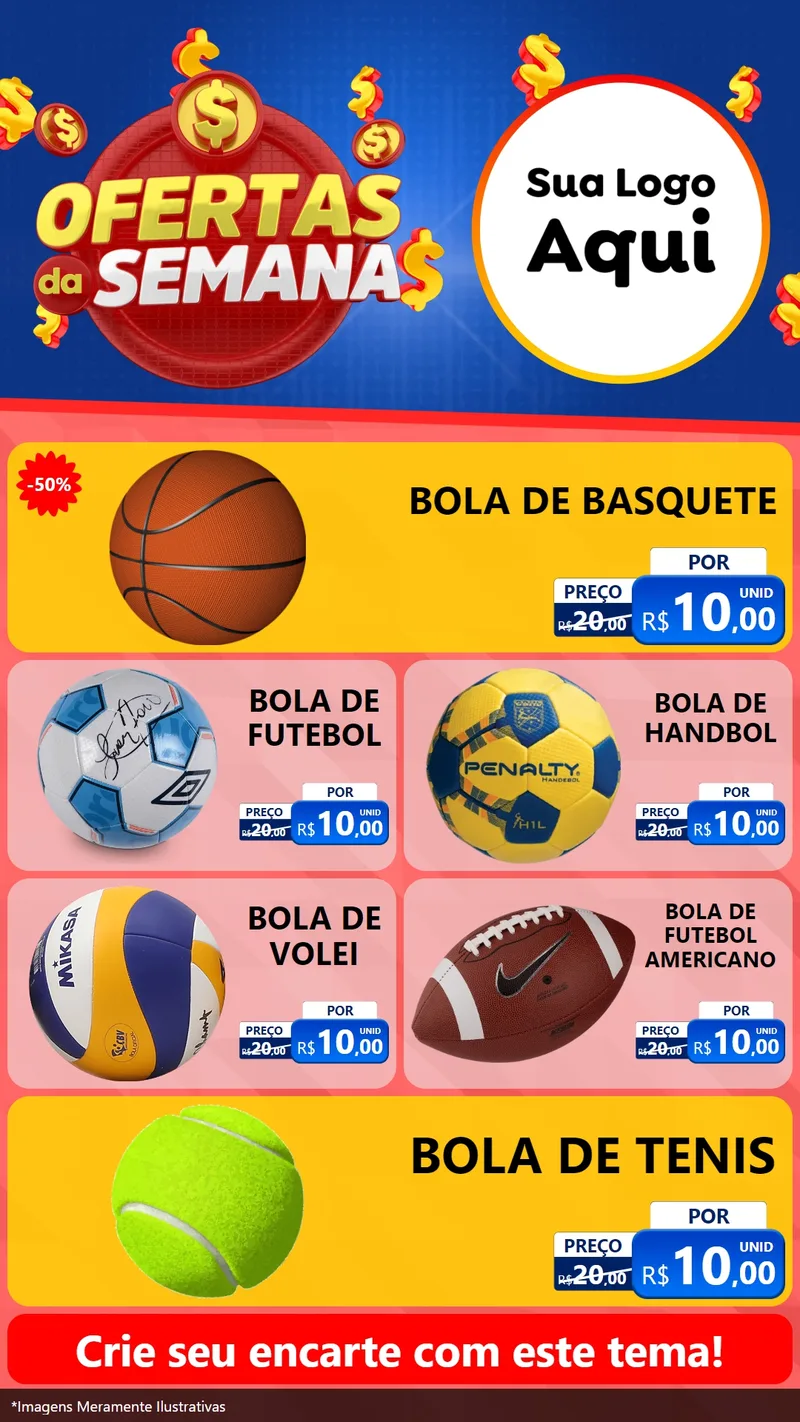 Modelo de TV para TV Vertical com o tema Ofertas Da Semana para Artigos Esportivos