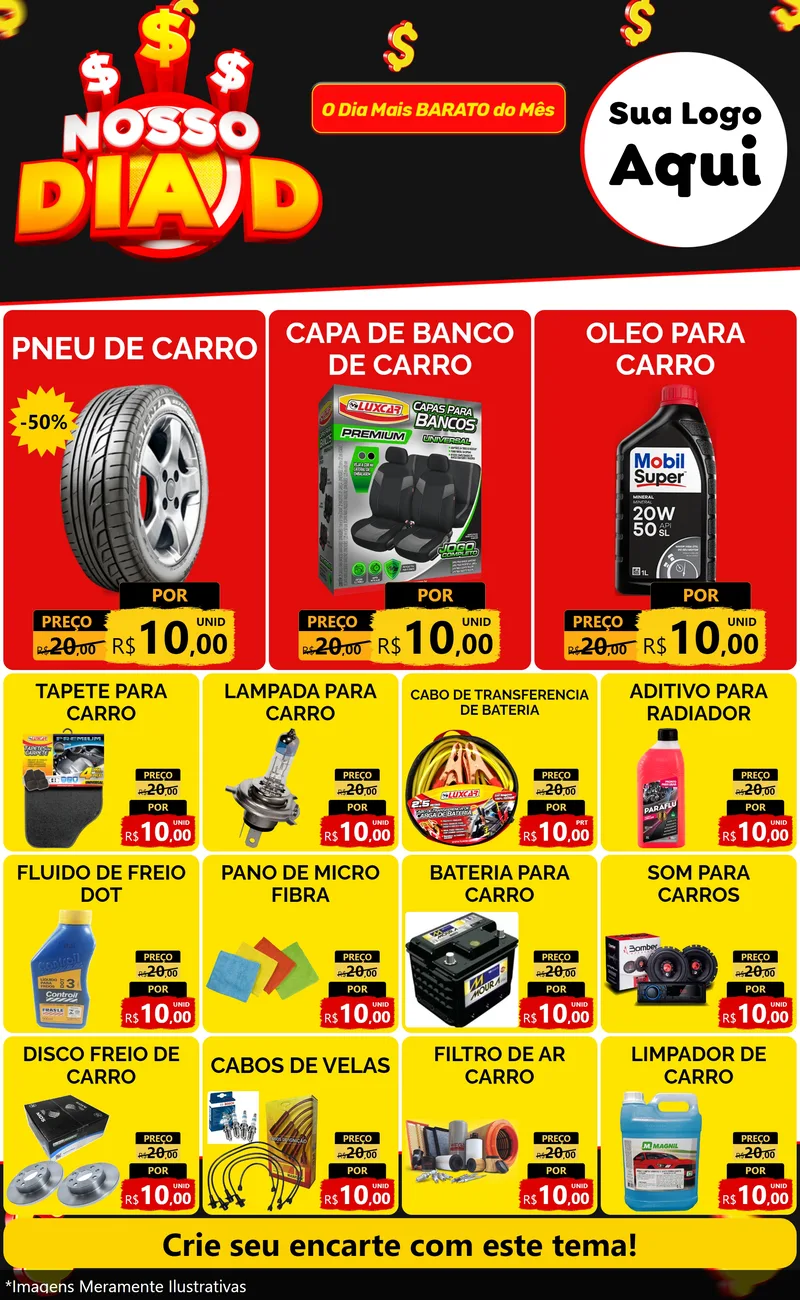 Modelo de Encarte para Encarte Grande com o tema Nosso Dia D para Auto peças