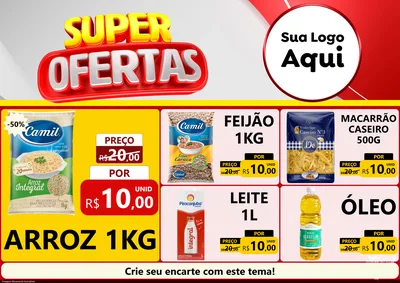 Modelo de Encarte para Encarte A4 Horizontal com o tema Super Ofertas para Supermercado