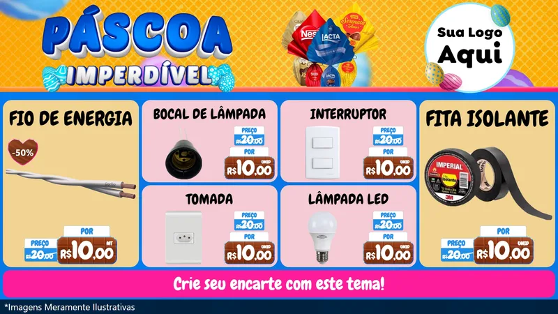 Modelo de TV para TV Horizontal com o tema Páscoa Imperdível para Materiais Elétricos