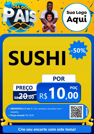 Modelo de Cartaz para Cartaz A4 Vertical com o tema Dia dos Pais para Comida japonesa