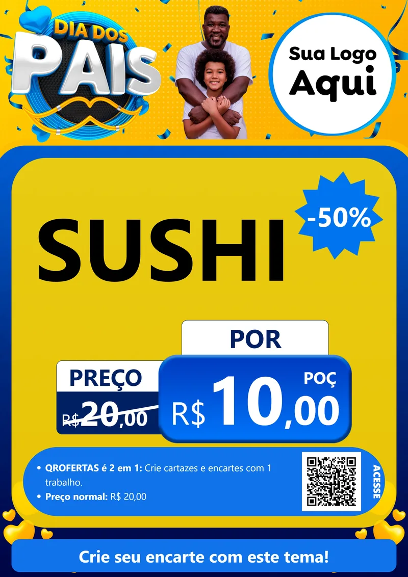 Modelo de Cartaz para Cartaz A4 Vertical com o tema Dia dos Pais para Comida japonesa