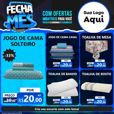 Modelo de Rede Social para Feed Facebook com o tema Fecha Mês para Cama, Mesa e Banho