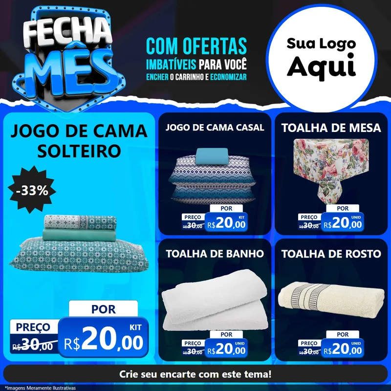 Modelo de Rede Social para Feed Facebook com o tema Fecha Mês para Cama, Mesa e Banho