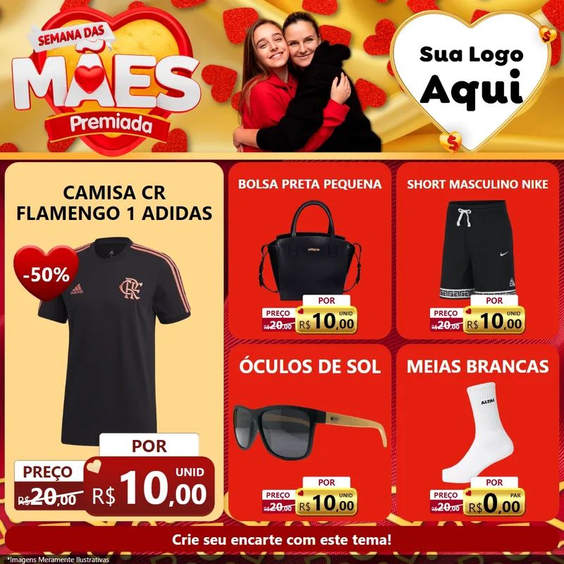 Modelo de Rede Social para Feed Facebook com o tema Semana das Mães Premiada para Roupas e acessórios