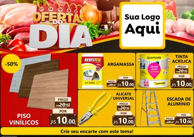 Modelo de Encarte para Encarte A4 Horizontal com o tema Ofertas do Dia para Material para Construção