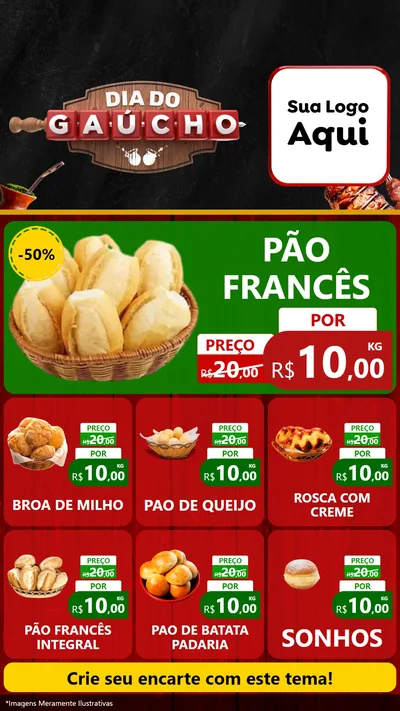 Modelo de Rede Social para Stories com o tema Dia do Gaúcho para Padaria