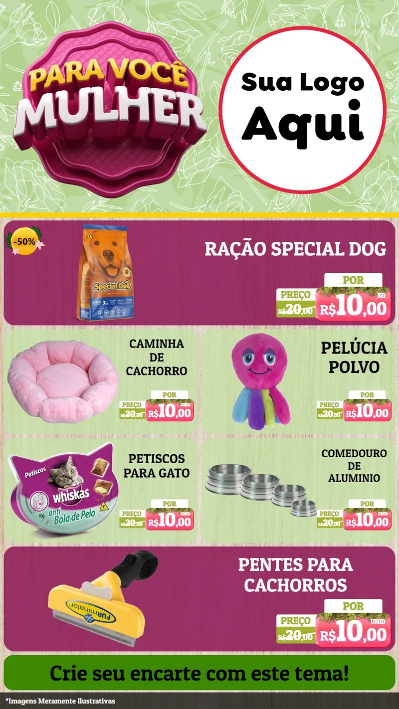 Modelo de TV para TV Vertical com o tema Para Você Mulher para Pet Shop