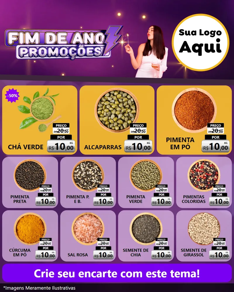 Modelo de Rede Social para Feed Instagram com o tema Fim de Ano Promoções para Produtos Naturais