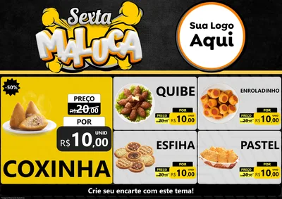 Modelo de Encarte para Encarte A4 Horizontal com o tema Sexta Maluca para Salgadaria