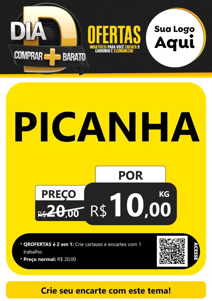 Modelo de Cartaz para Cartaz A4 Vertical com o tema Dia D Mais Economia para Açougue