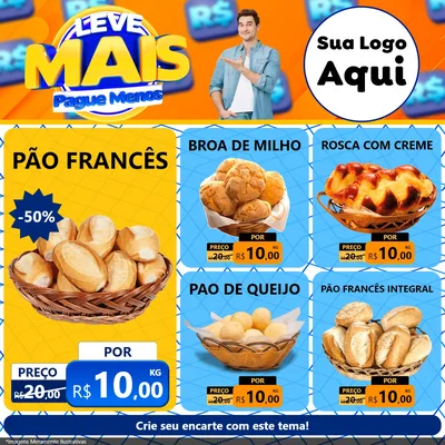Modelo de Rede Social para Feed Facebook com o tema Leve Mais, Pague Menos para Padaria