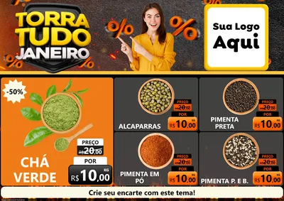 Modelo de Encarte para Encarte A4 Horizontal com o tema Torra Tudo Janeiro para Produtos Naturais