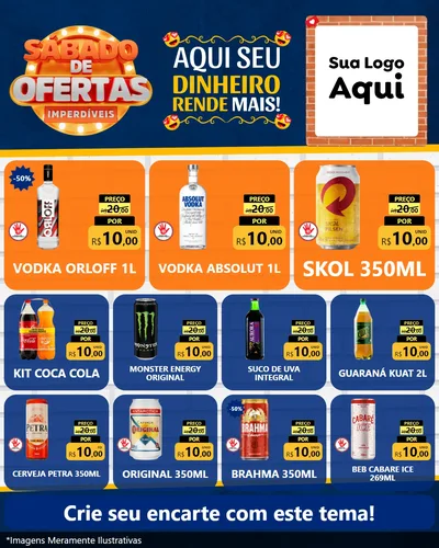 Modelo de Rede Social para Feed Instagram com o tema Sábado de Ofertas Imperdíveis para Distribuidora de bebidas