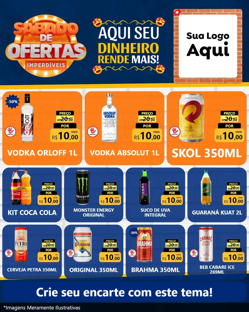 Modelo de Rede Social para Feed Instagram com o tema Sábado de Ofertas Imperdíveis para Distribuidora de bebidas