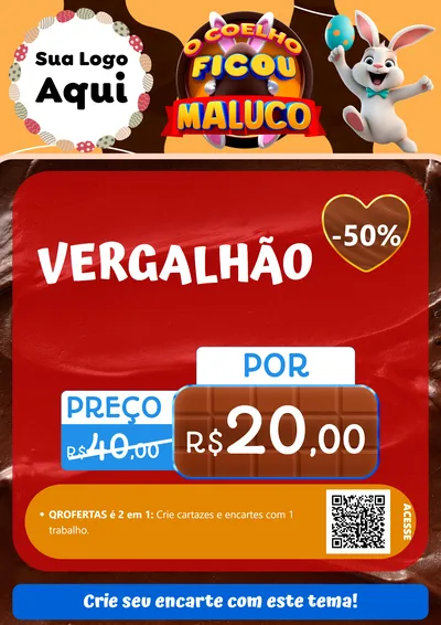 Modelo de Cartaz para Cartaz A4 Vertical com o tema O Coelho Ficou Maluco - Páscoa para Ferragens