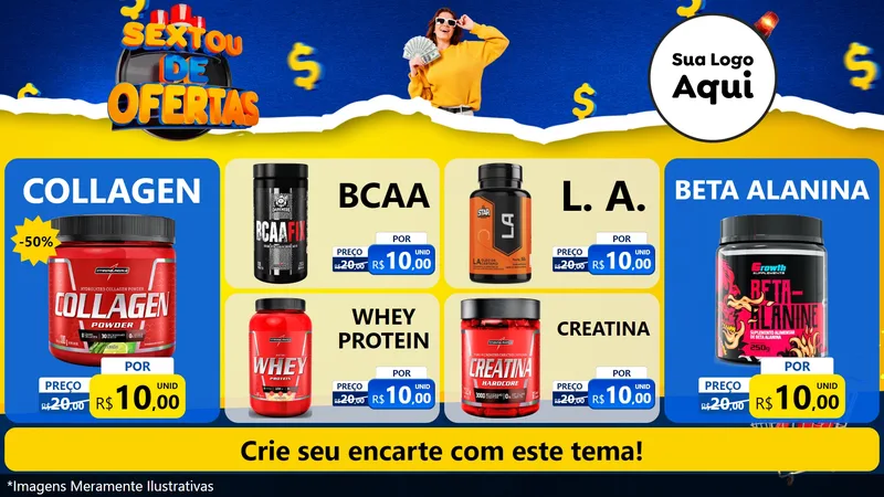 Modelo de TV para TV Horizontal com o tema Sextou de Ofertas para Suplementos alimentares