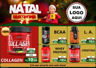 Modelo de Encarte para Encarte A4 Horizontal com o tema Natal da Economia para Suplementos alimentares
