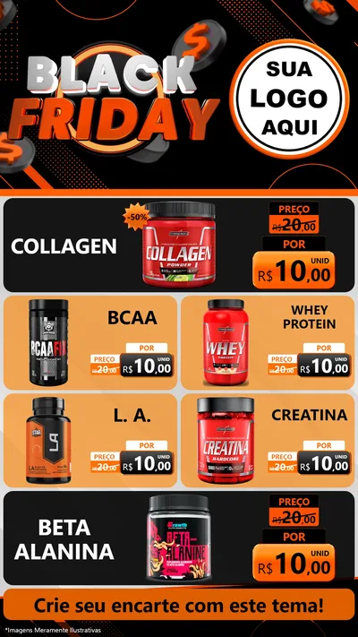 Modelo de TV para TV Vertical com o tema Black Friday para Suplementos alimentares