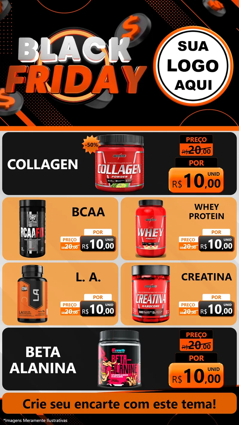 Modelo de TV para TV Vertical com o tema Black Friday para Suplementos alimentares