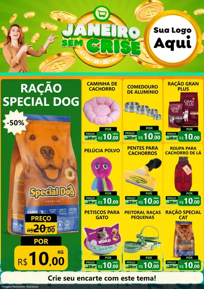 Modelo de Encarte para Encarte A4 Vertical com o tema Janeiro Sem Crise para Pet Shop