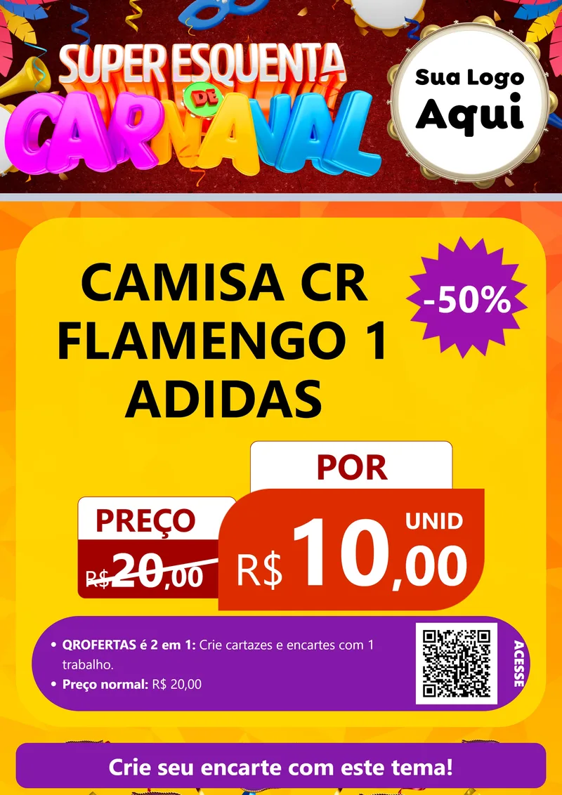 Modelo de Cartaz para Cartaz A4 Vertical com o tema Super Esquenta de Carnaval para Roupas e acessórios