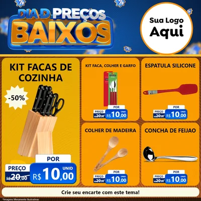 Modelo de Rede Social para Feed Facebook com o tema Dia D Preço Baixo para Utilidades Domésticas