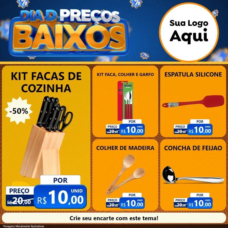 Modelo de Rede Social para Feed Facebook com o tema Dia D Preço Baixo para Utilidades Domésticas