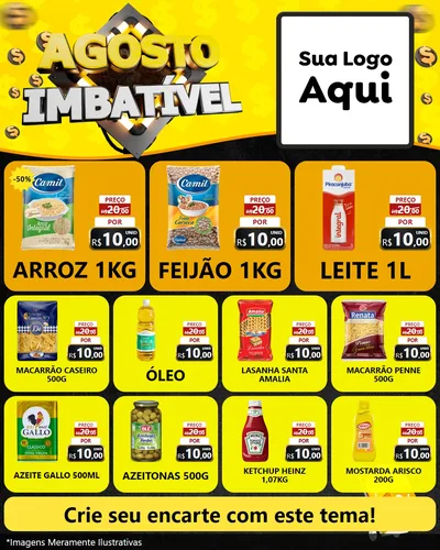 Modelo de Rede Social para Feed Instagram com o tema Agosto Imbatível para Supermercado