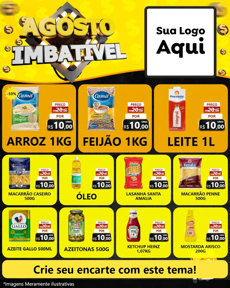 Modelo de Rede Social para Feed Instagram com o tema Agosto Imbatível para Supermercado
