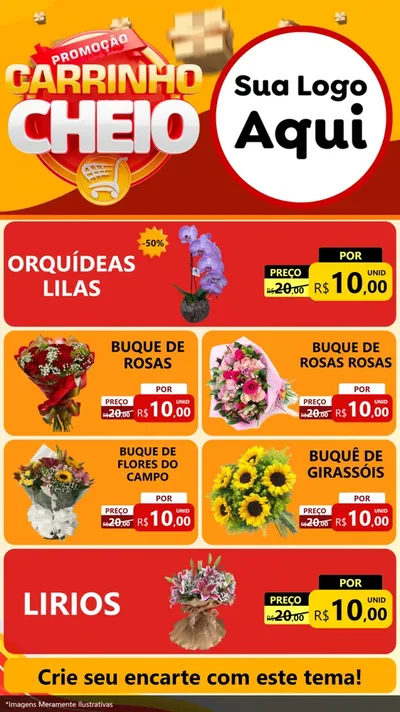 Modelo de TV para TV Vertical com o tema Promoção carrinho cheio para Floricultura e jardim