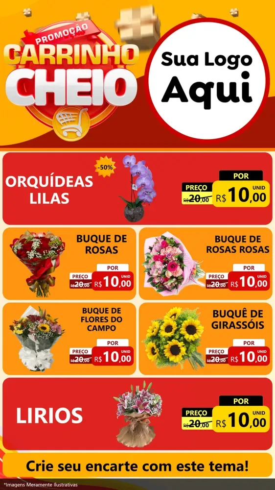 Modelo de TV para TV Vertical com o tema Promoção carrinho cheio para Floricultura e jardim