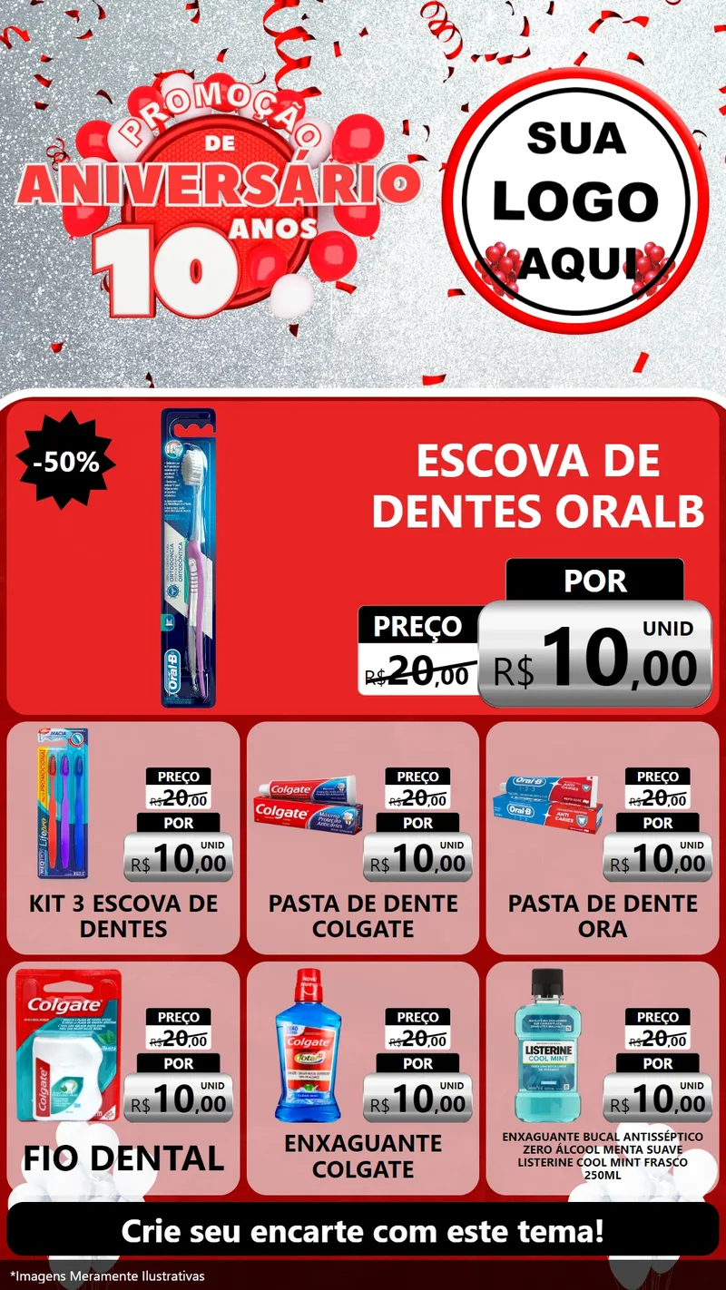 Modelo de Rede Social para Stories com o tema Promoção de Aniversário - 10 Anos para Higiene Pessoal