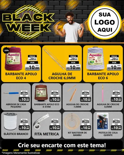 Modelo de Rede Social para Feed Instagram com o tema Black Week para Armarinho e Aviamentos