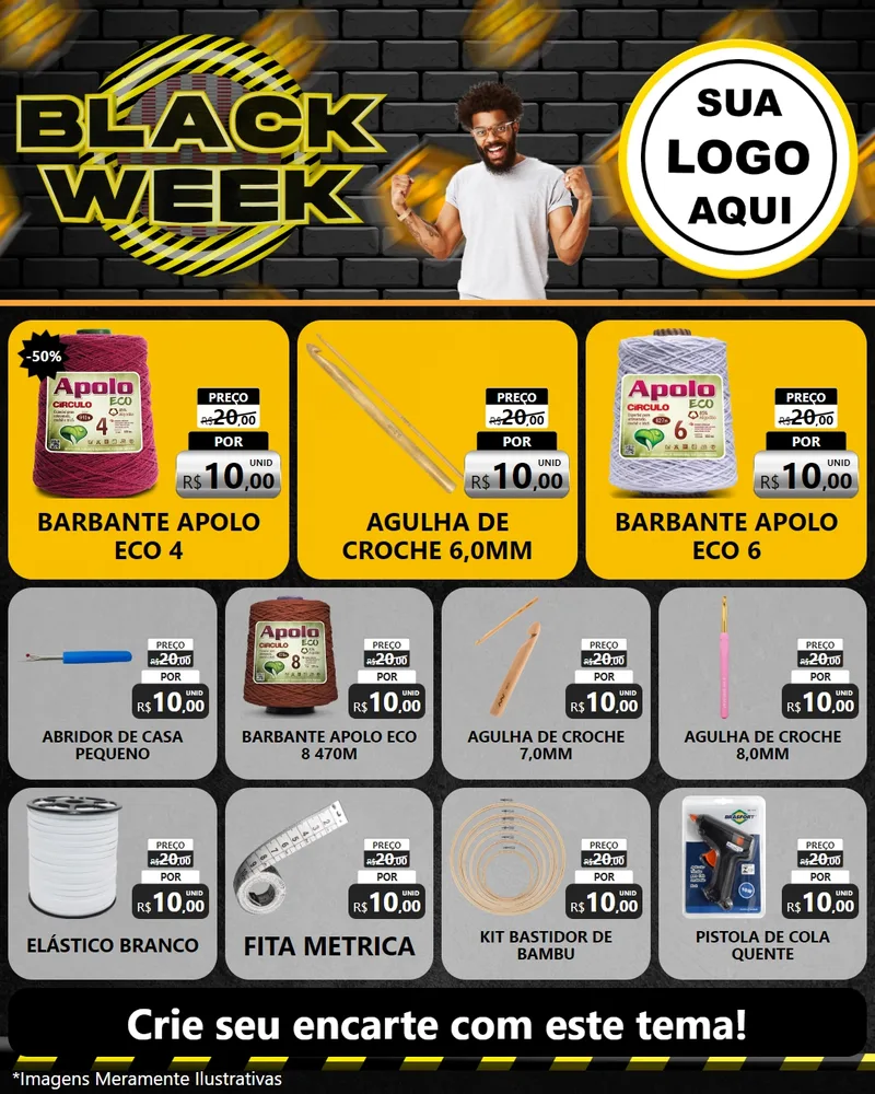 Modelo de Rede Social para Feed Instagram com o tema Black Week para Armarinho e Aviamentos