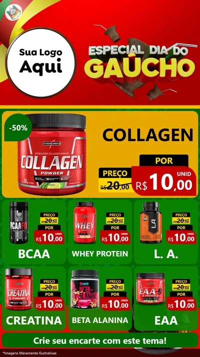 Modelo de Rede Social para Stories com o tema Especial Dia do Gaúcho para Suplementos alimentares