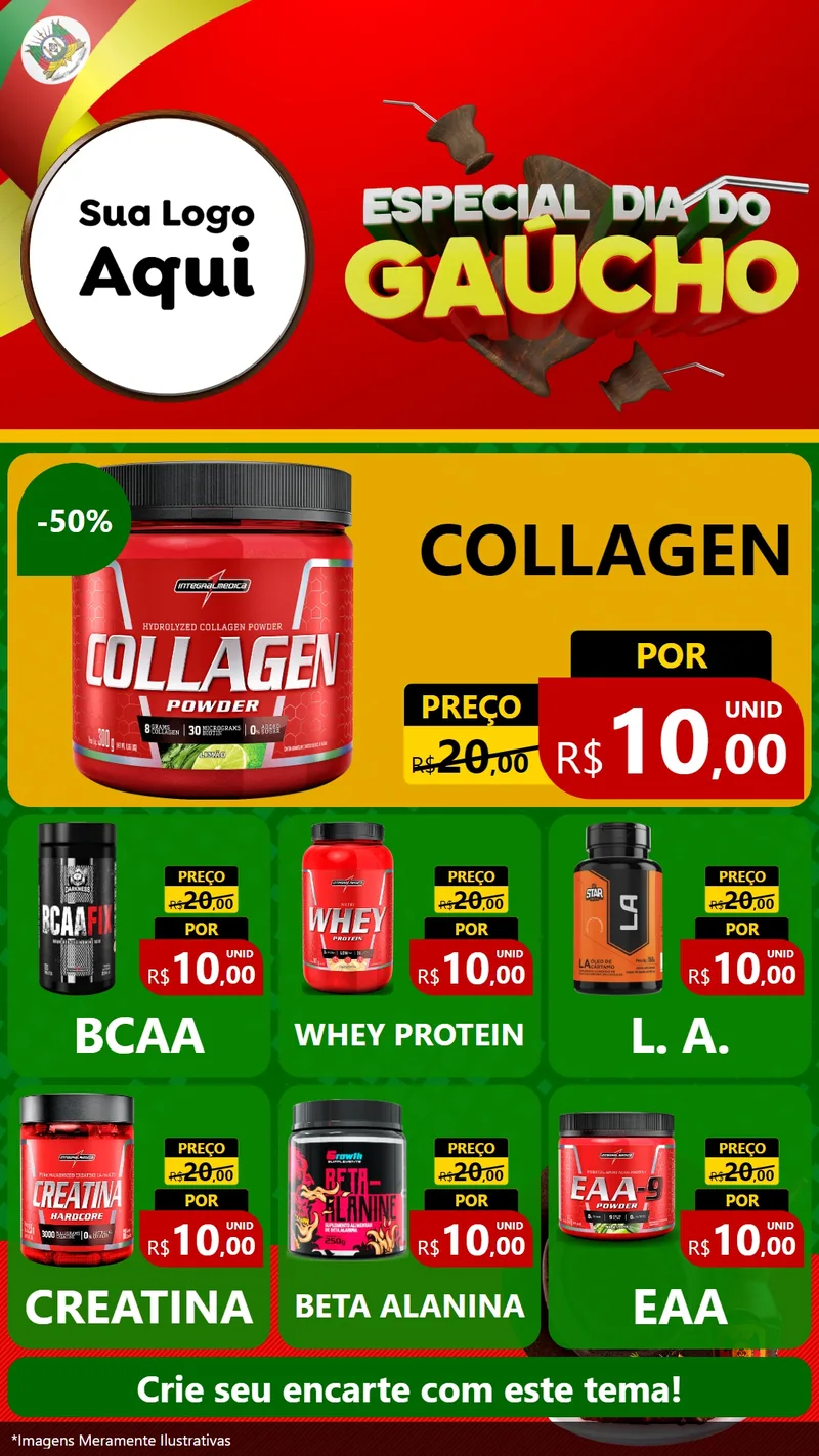 Modelo de Rede Social para Stories com o tema Especial Dia do Gaúcho para Suplementos alimentares