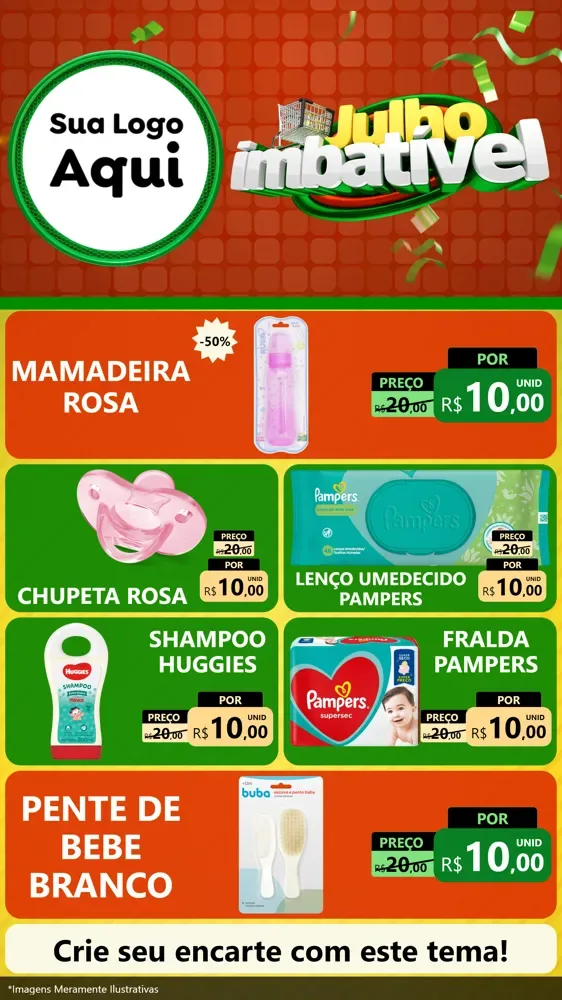 Modelo de TV para TV Vertical com o tema Julho Imbatível para Bebês