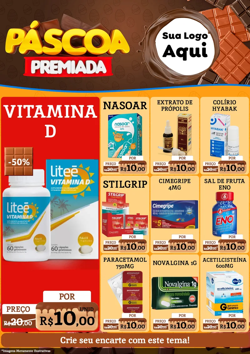 Modelo de Encarte para Encarte A4 Vertical com o tema Páscoa Premiada para Farmácia